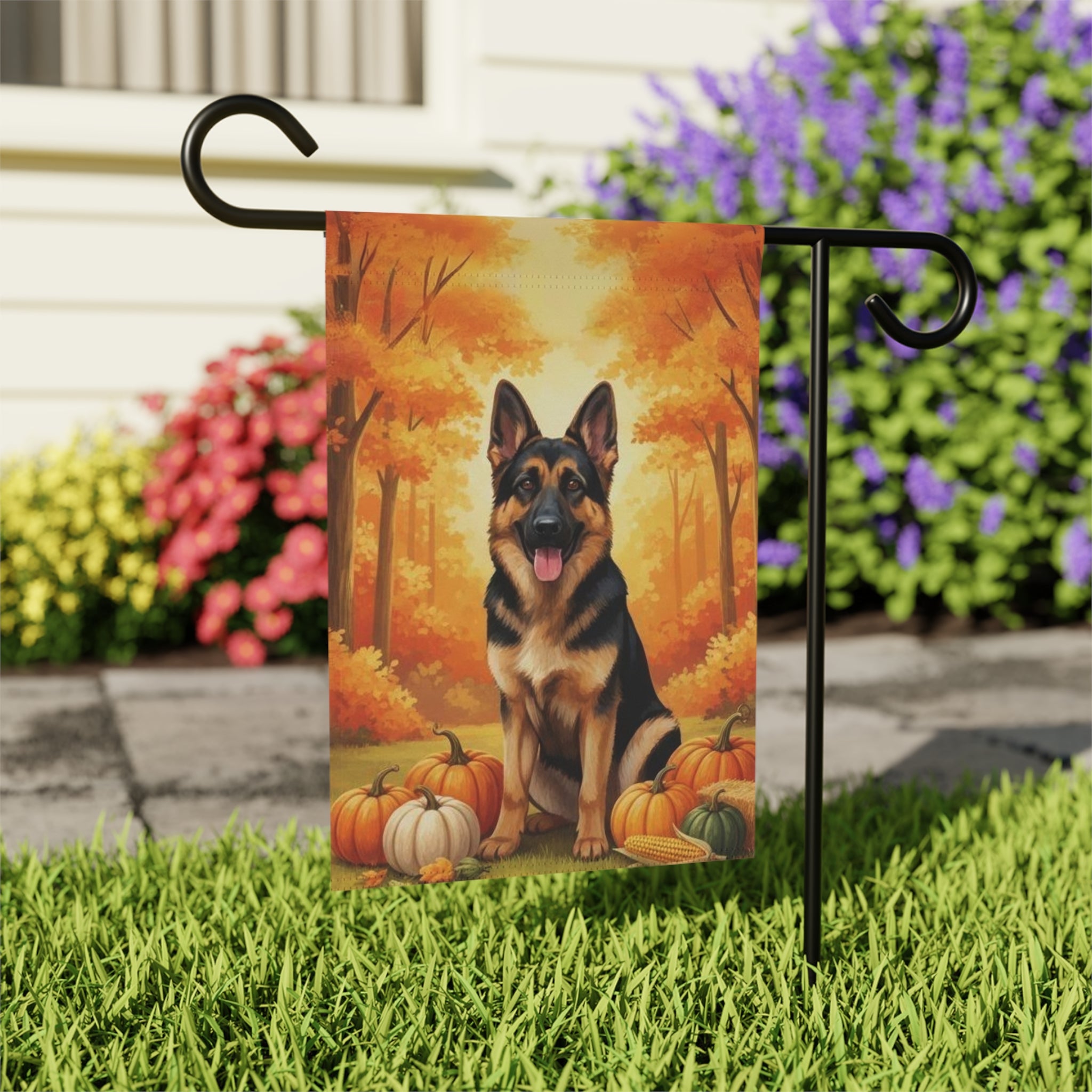 Fall Pumpkin German Shepherd Garden Flag