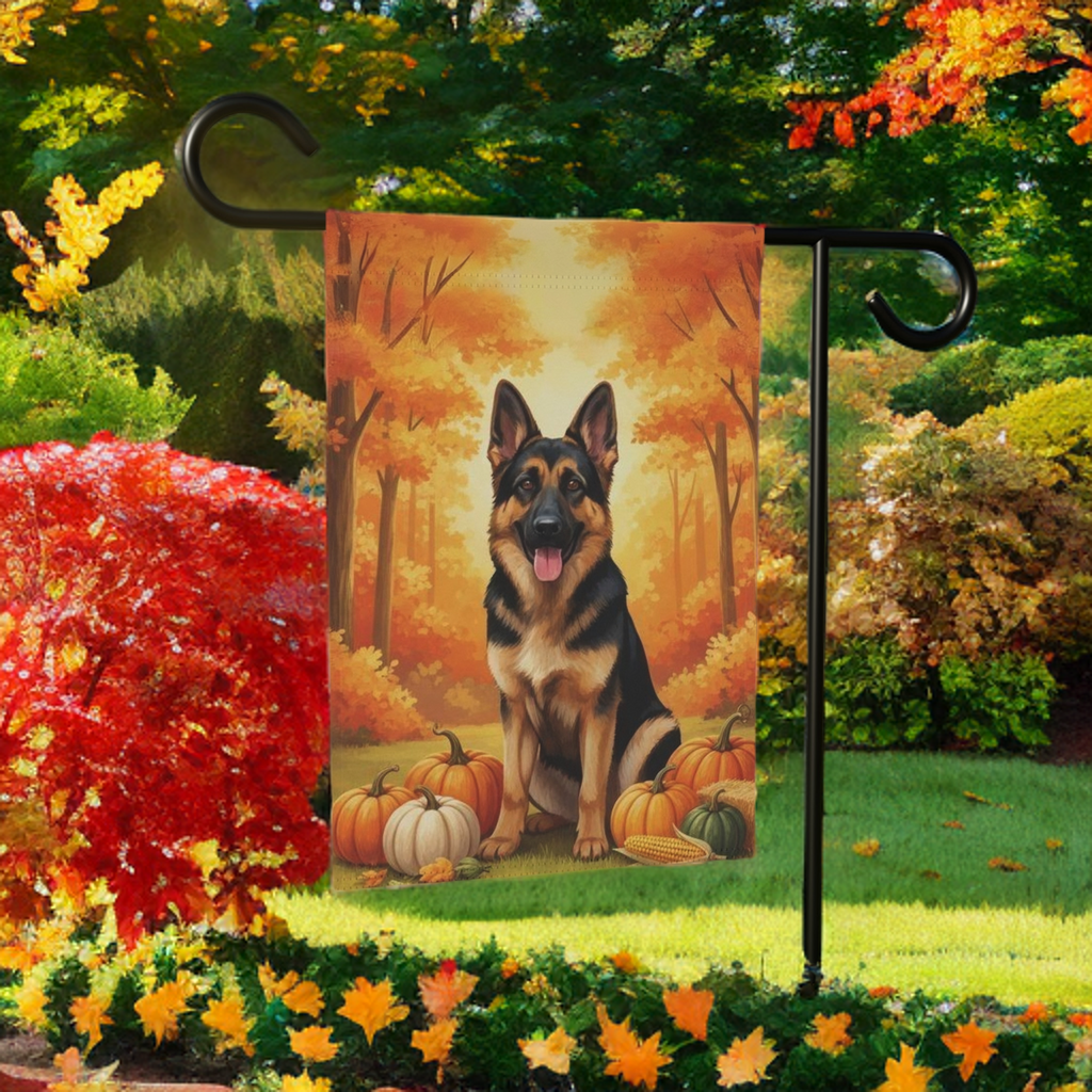 Fall Pumpkin German Shepherd Garden Flag