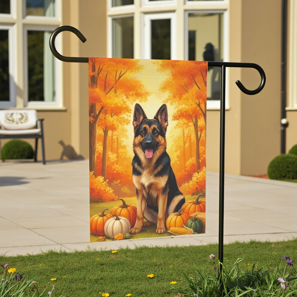Fall Pumpkin German Shepherd Garden Flag