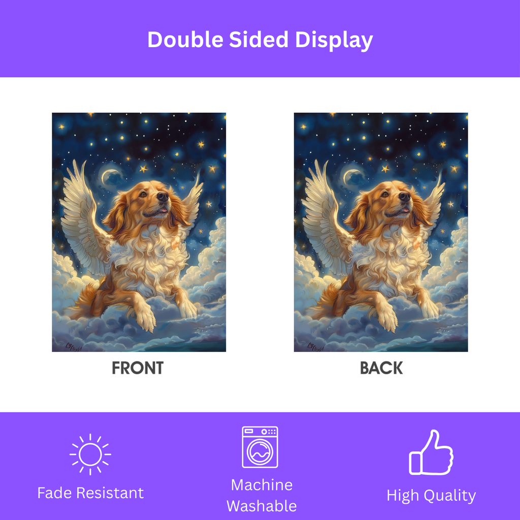 Golden Retriever Angel Garden Flag - double-sided design - Dragonfire Gardens