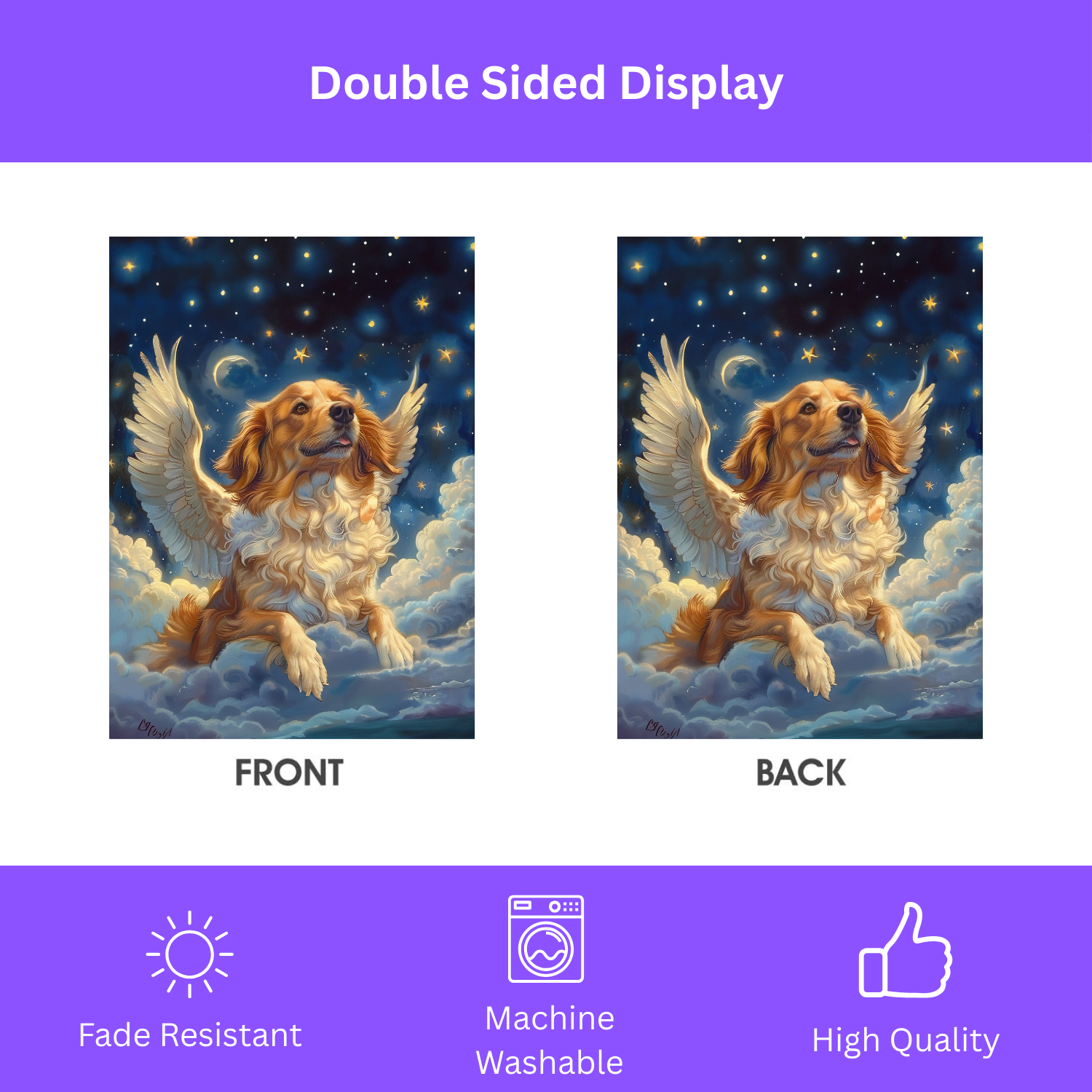 Golden Retriever Angel Garden Flag - double-sided design - Dragonfire Gardens