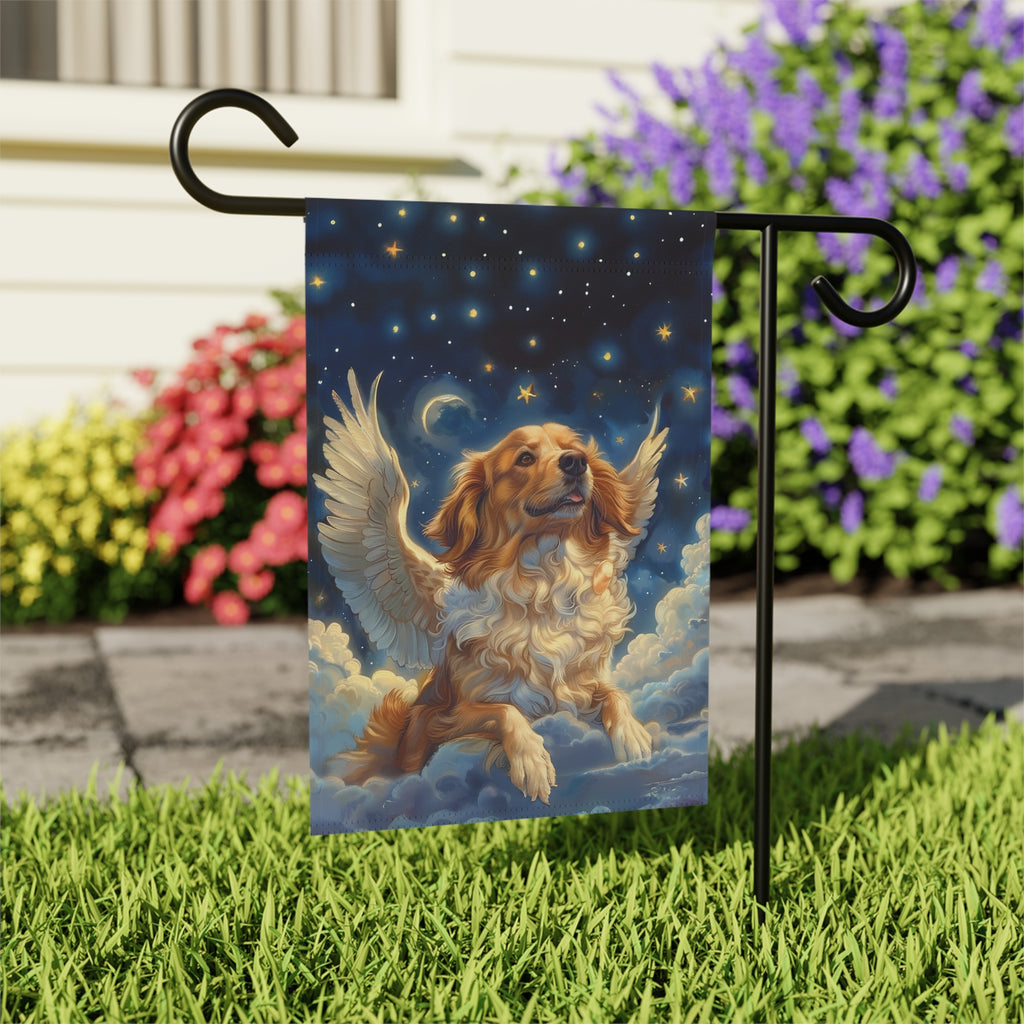 Golden Retriever Angel Garden Flag - outdoor display - Dragonfire Gardens