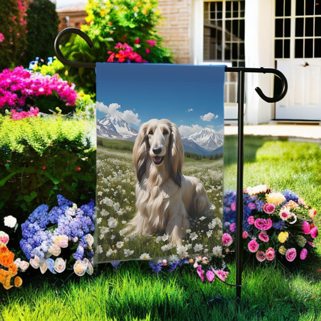 Afghan in the Meadow Garden Flag - size comparison - Dragonfire Gardens