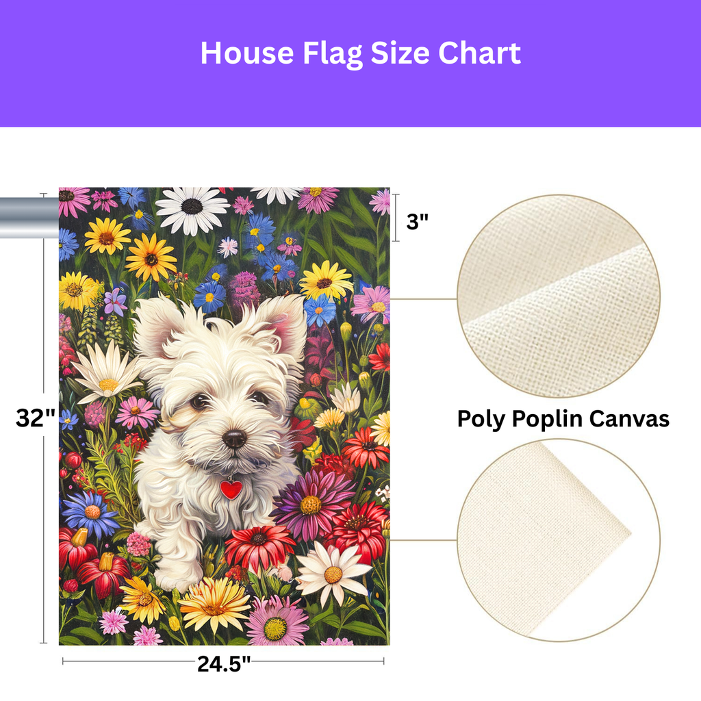 Westie Floral Garden Flag - yard display - Dragonfire Gardens