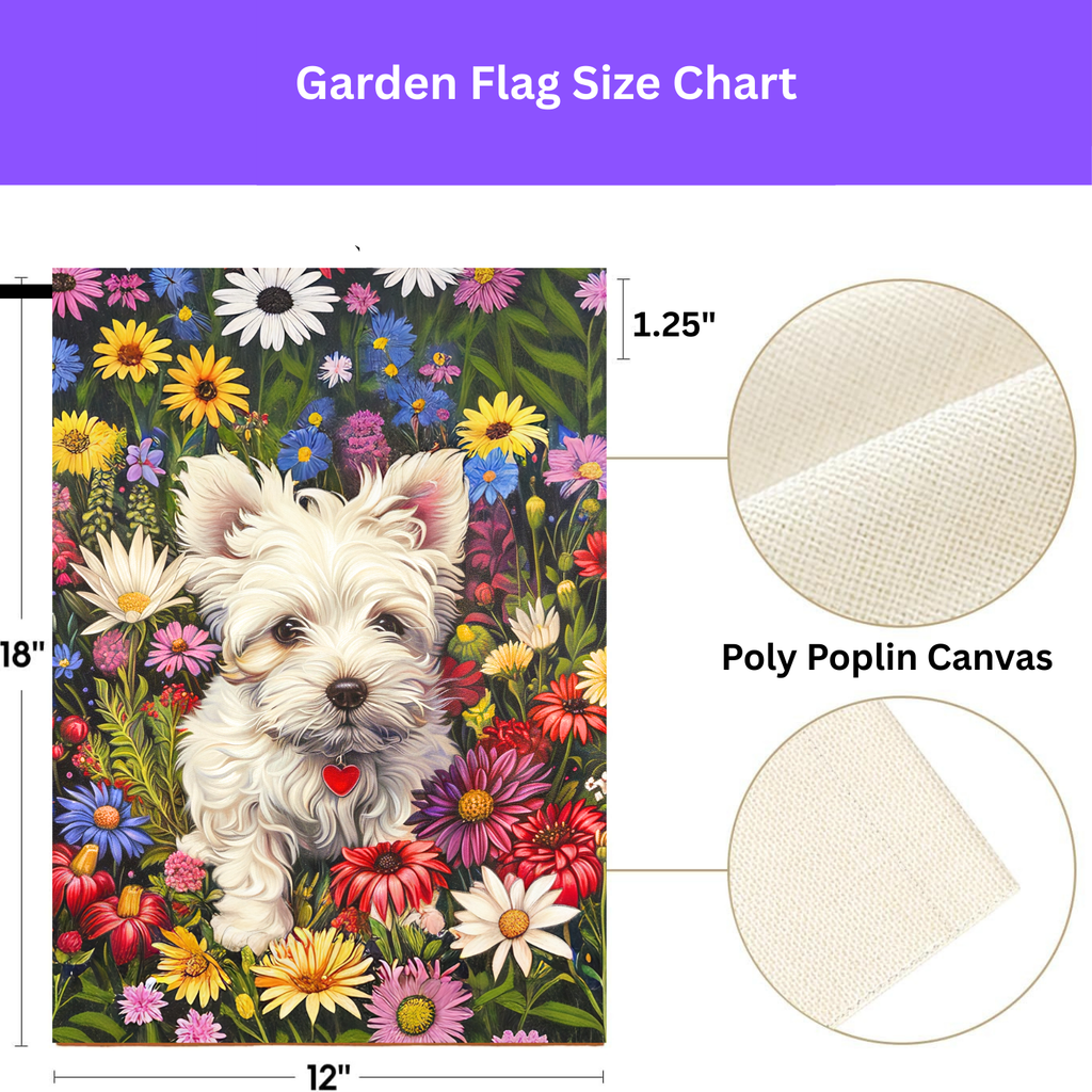 Westie Floral Garden Flag - porch decor - Dragonfire Gardens