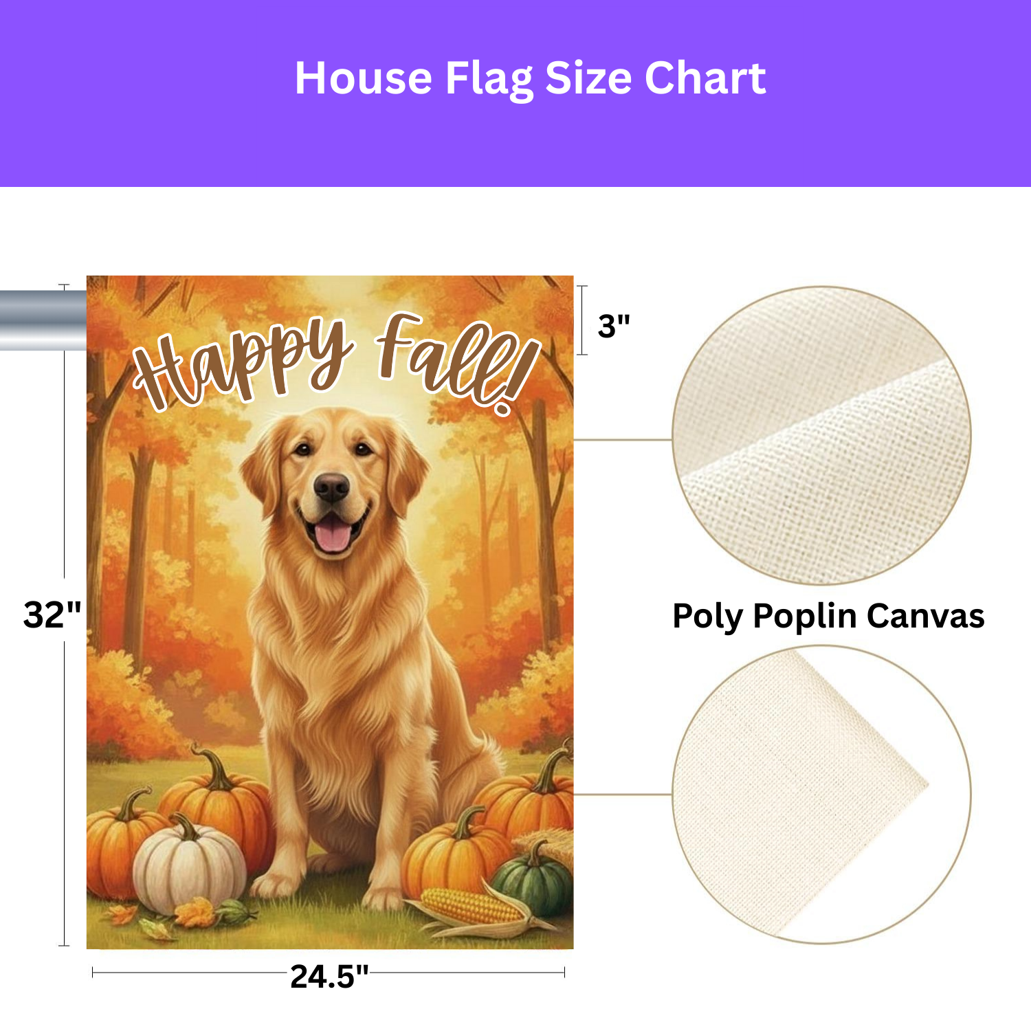 Happy Fall Pumpkin Golden Retriever Garden Flag - yard display - Dragonfire Gardens