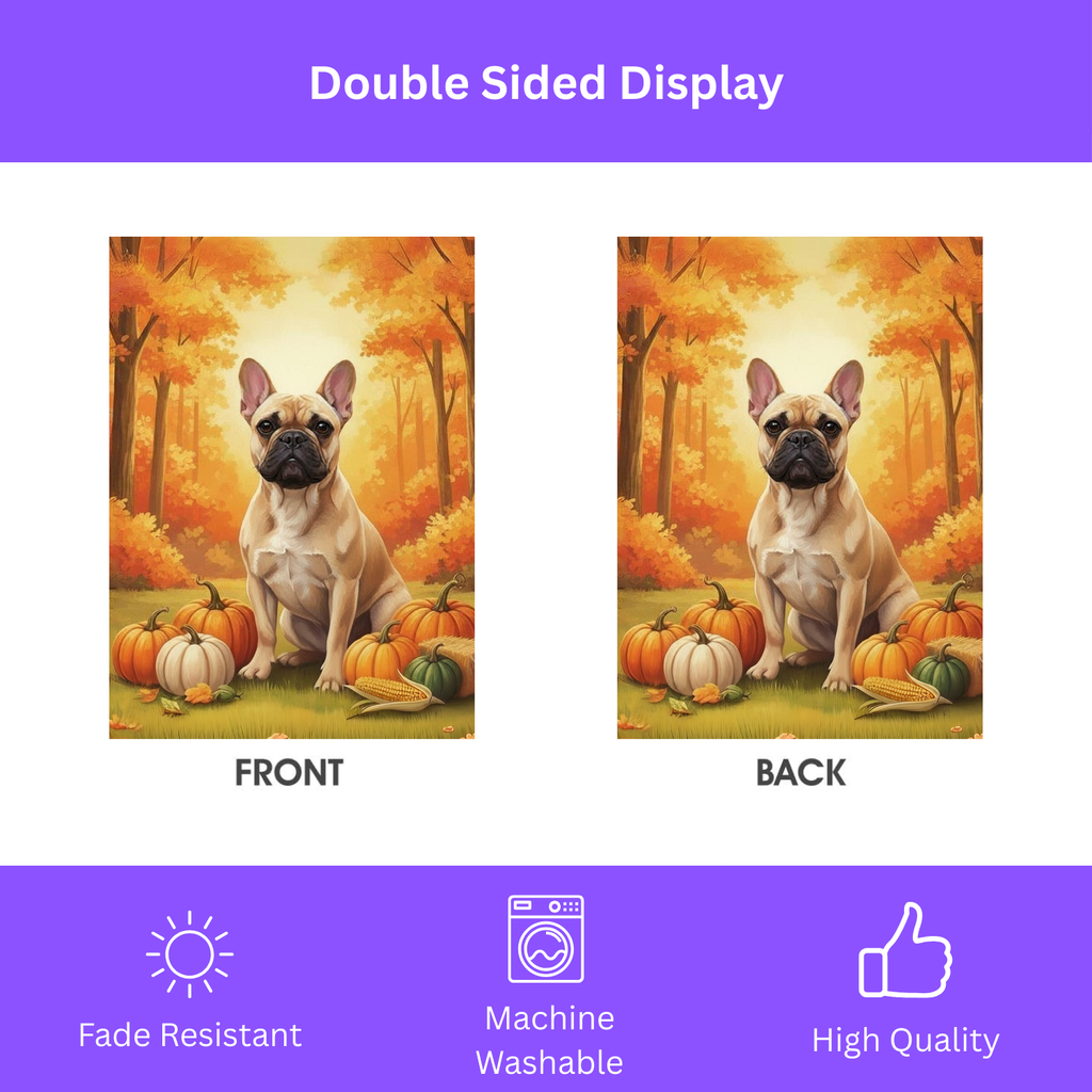 Fall Pumpkin French Bulldog Garden Flag - double-sided design - Dragonfire Gardens