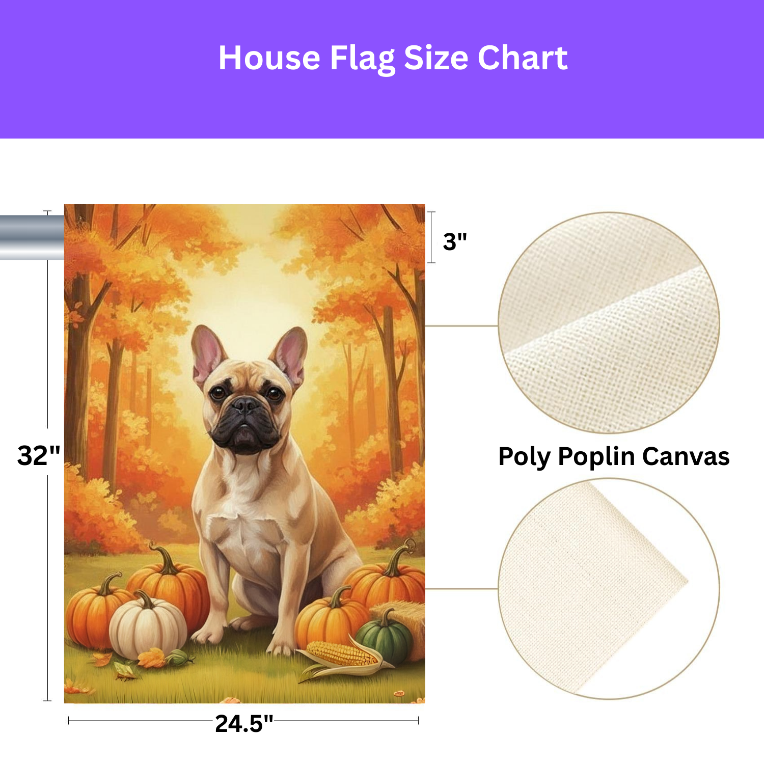 Fall Pumpkin French Bulldog Garden Flag - yard display - Dragonfire Gardens