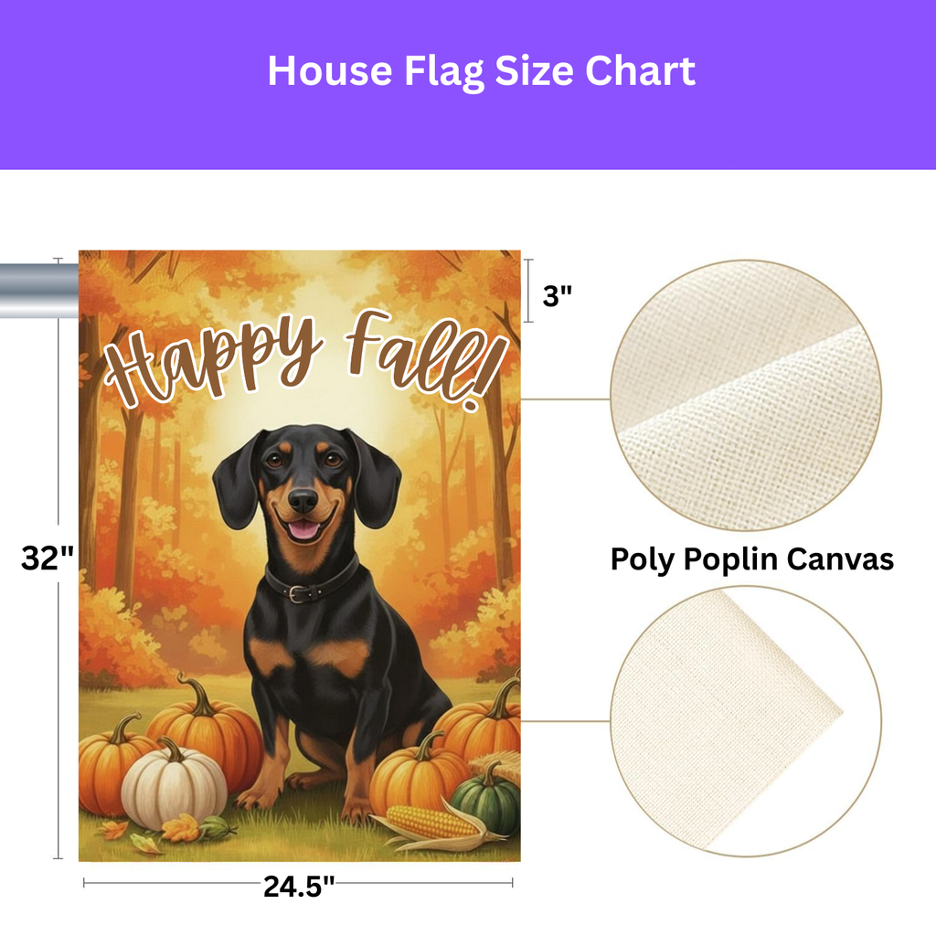 Happy Fall Pumpkin Dachshund Garden Flag - yard display - Dragonfire Gardens
