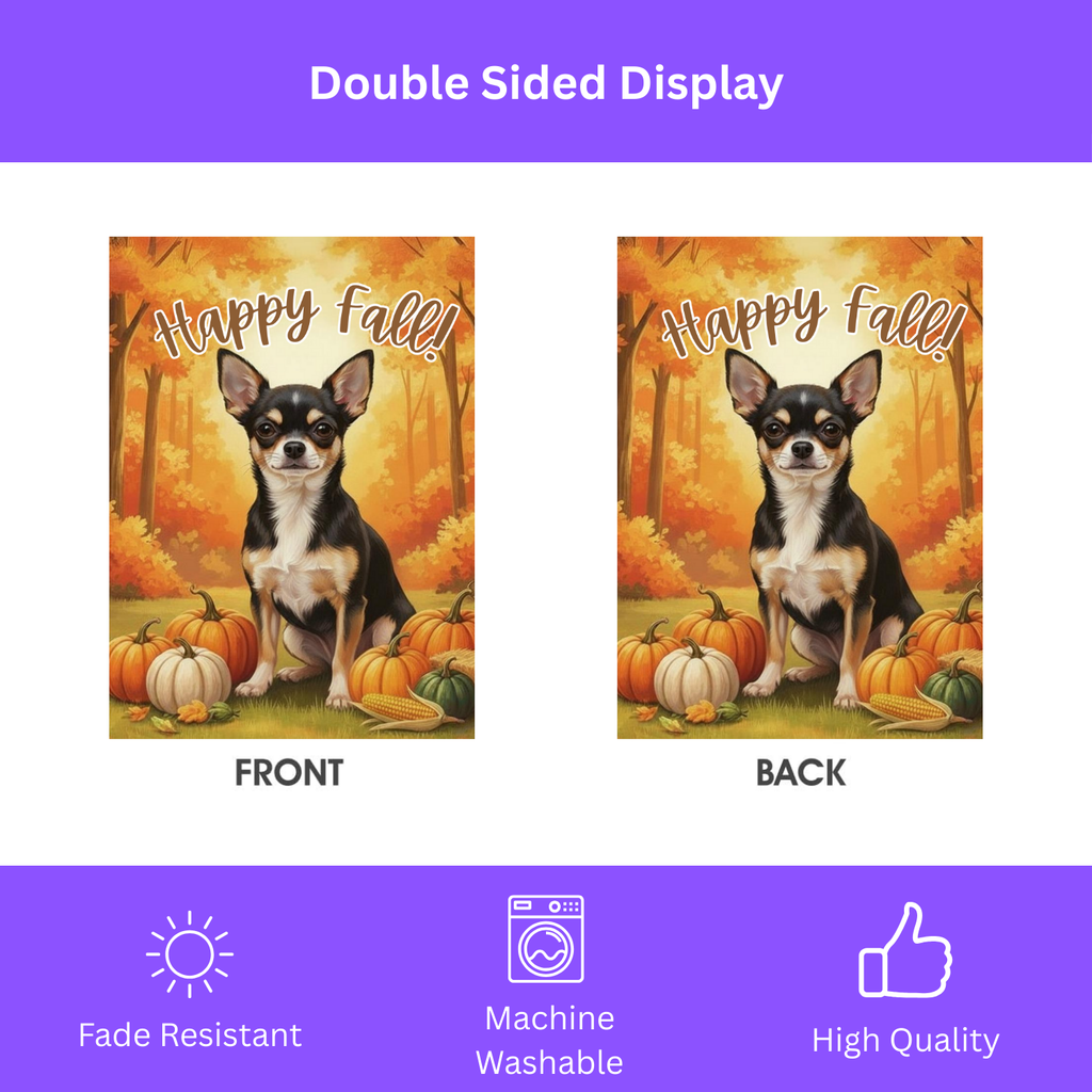 Fall Pumpkin Chihuahua Garden Flag - double-sided design - Dragonfire Gardens