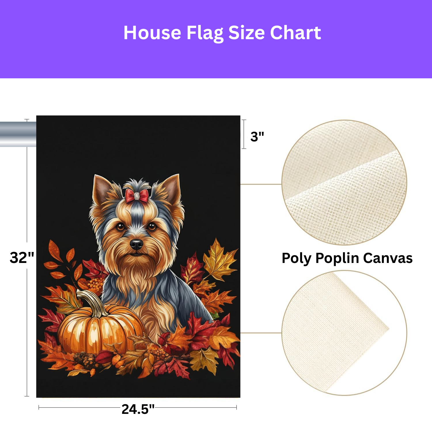Fall Leaves and Pumpkin Yorkie Garden Flag - yard display - Dragonfire Gardens
