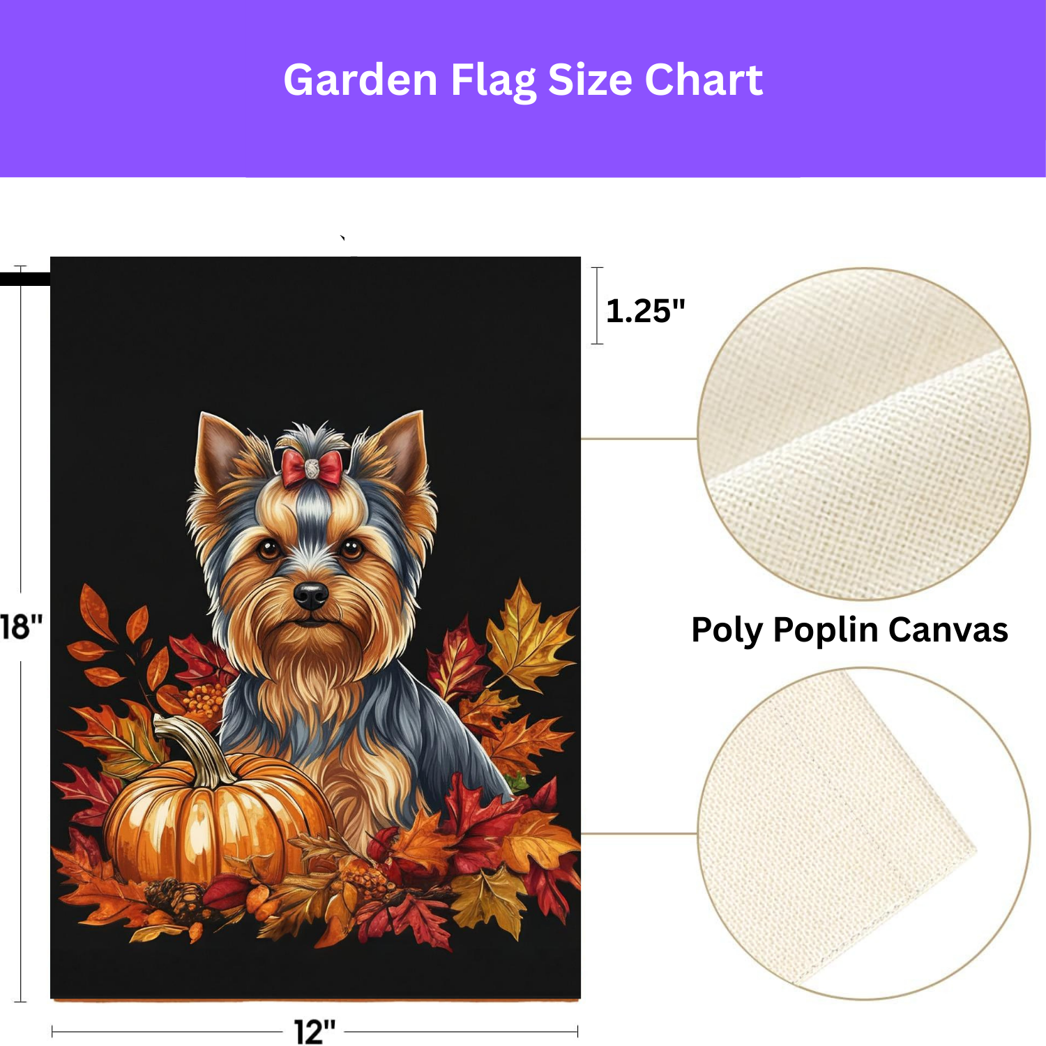 Fall Leaves and Pumpkin Yorkie Garden Flag - porch decor - Dragonfire Gardens