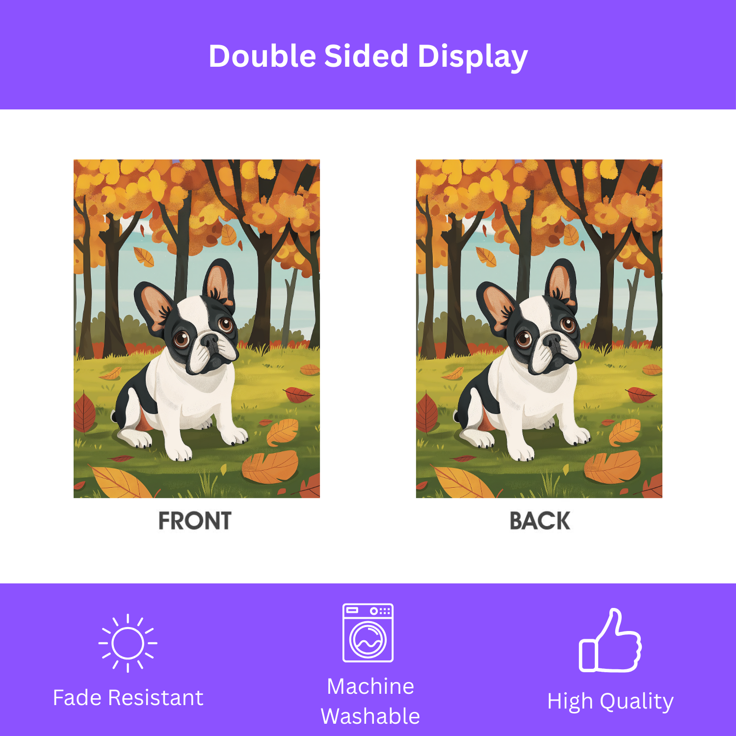 Fall French Bulldog Garden Flag