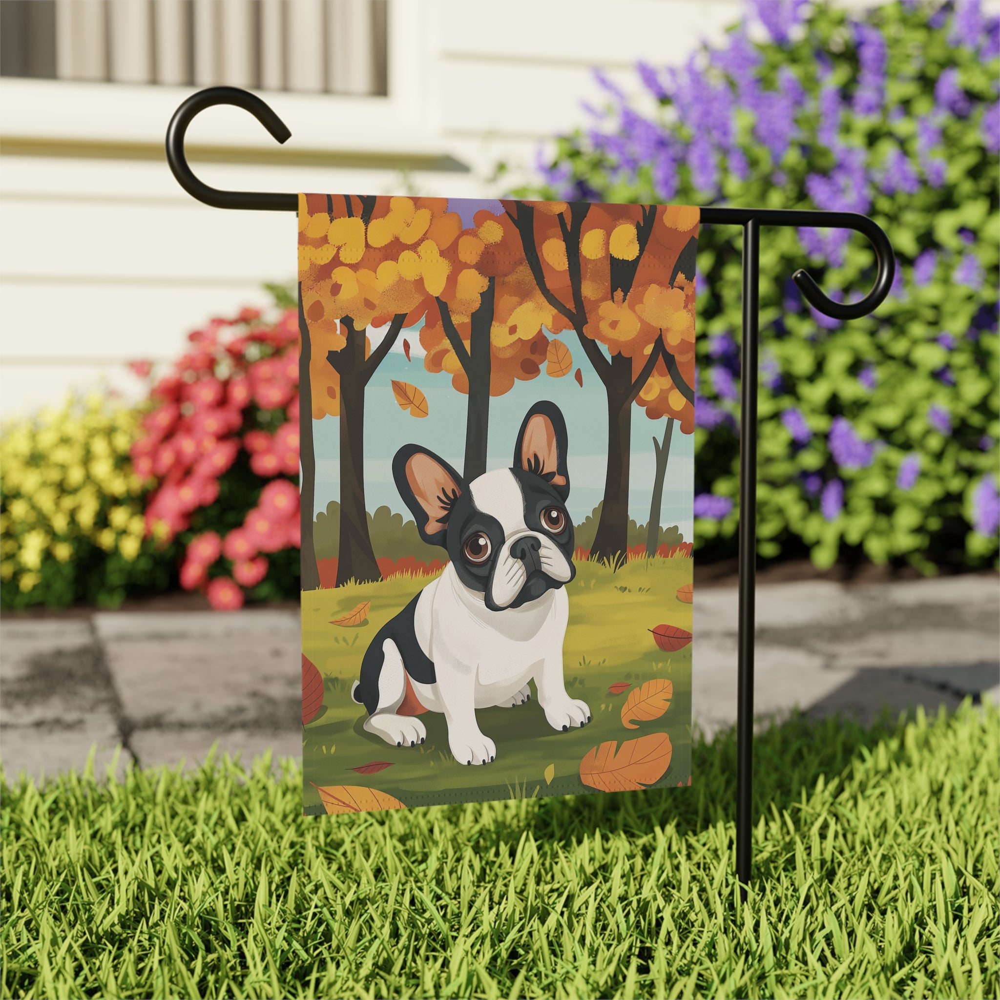 Fall French Bulldog Garden Flag