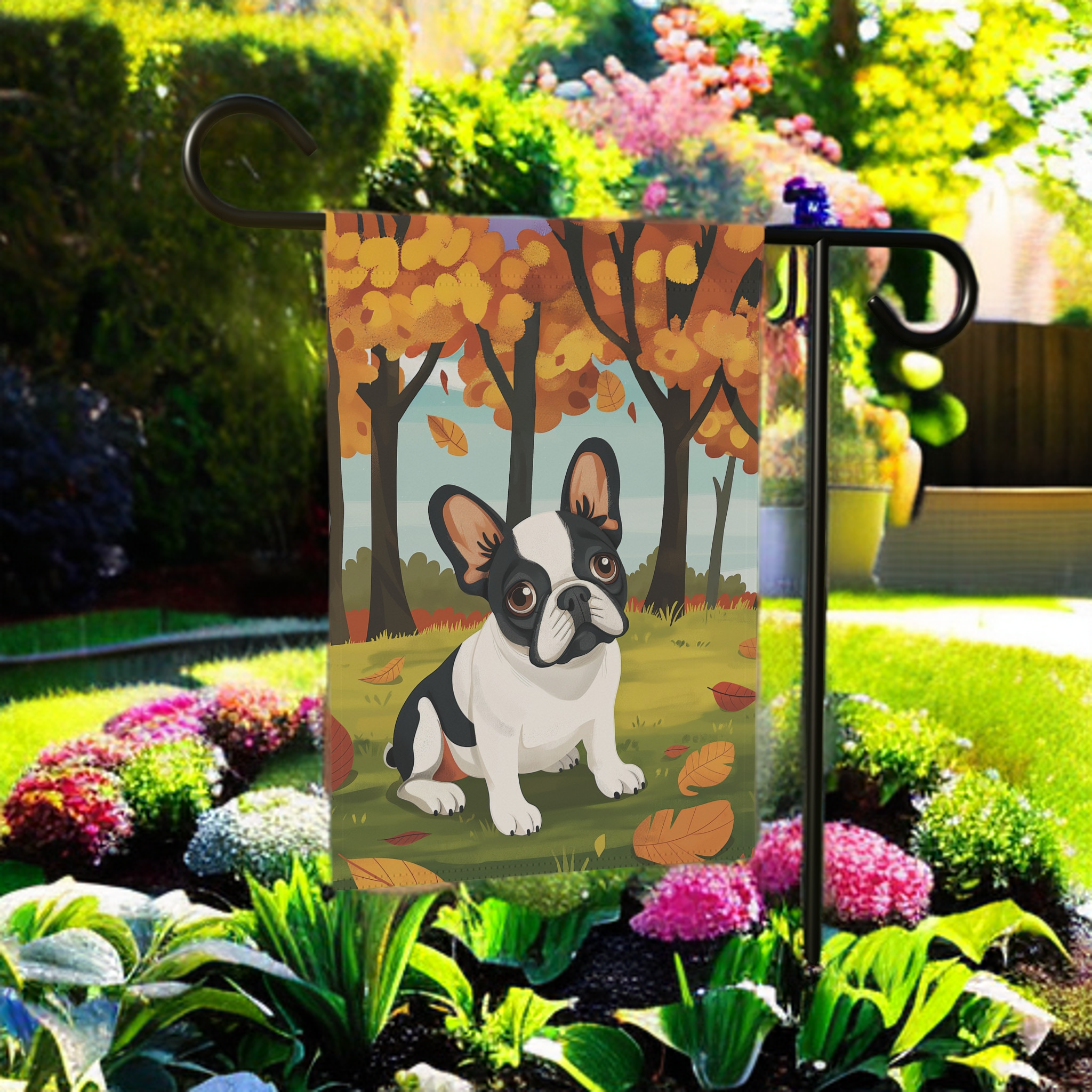 Fall French Bulldog Garden Flag