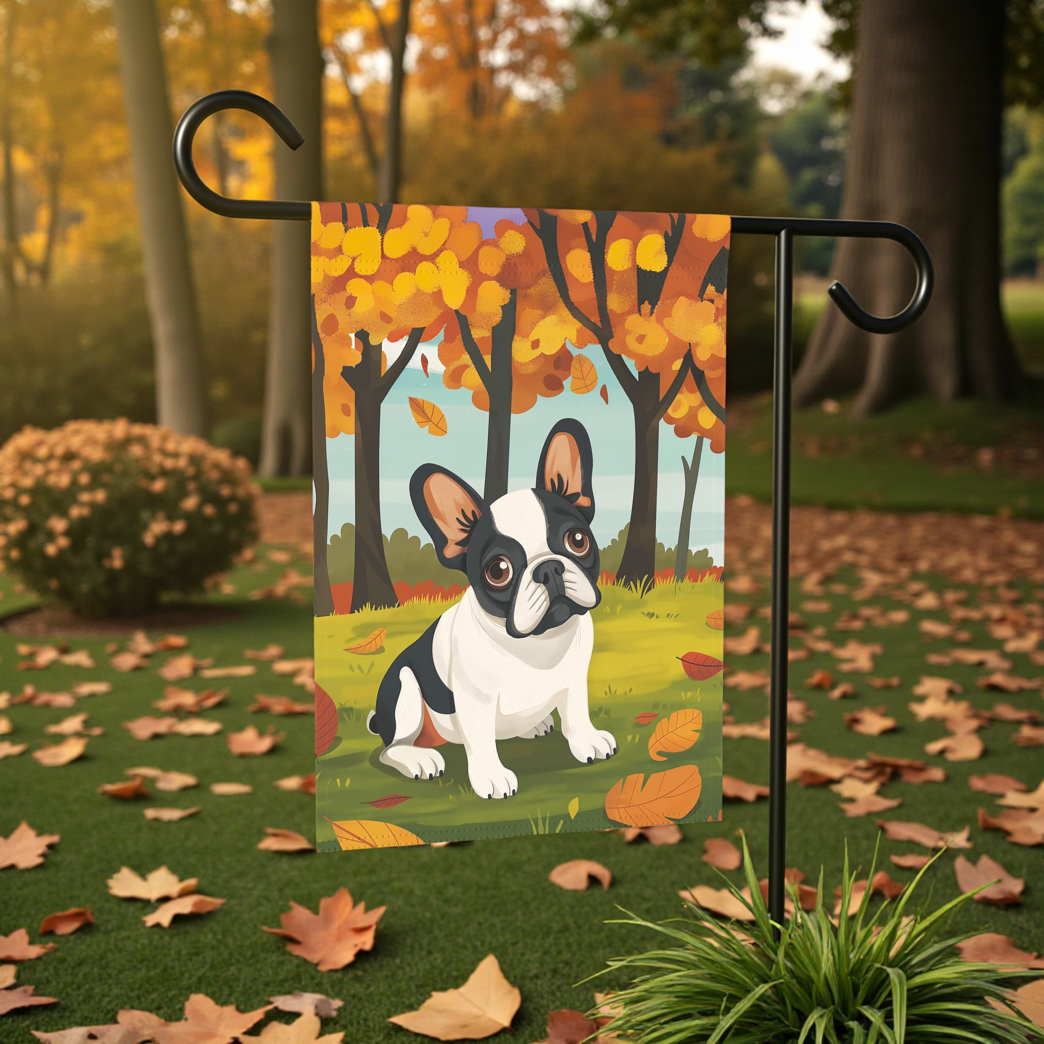 Fall French Bulldog Garden Flag
