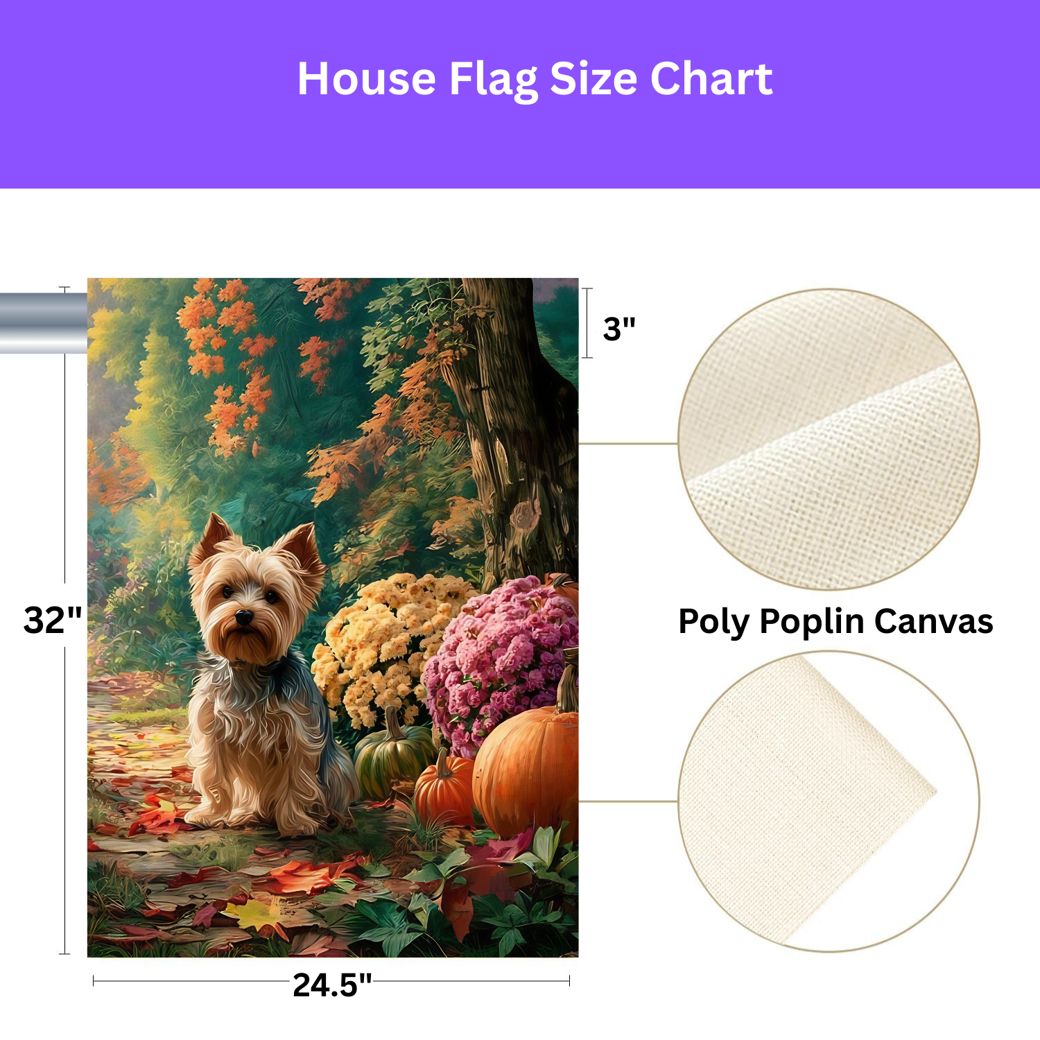 Fall Flowers Yorkshire Terrier Garden Flag - yard display - Dragonfire Gardens