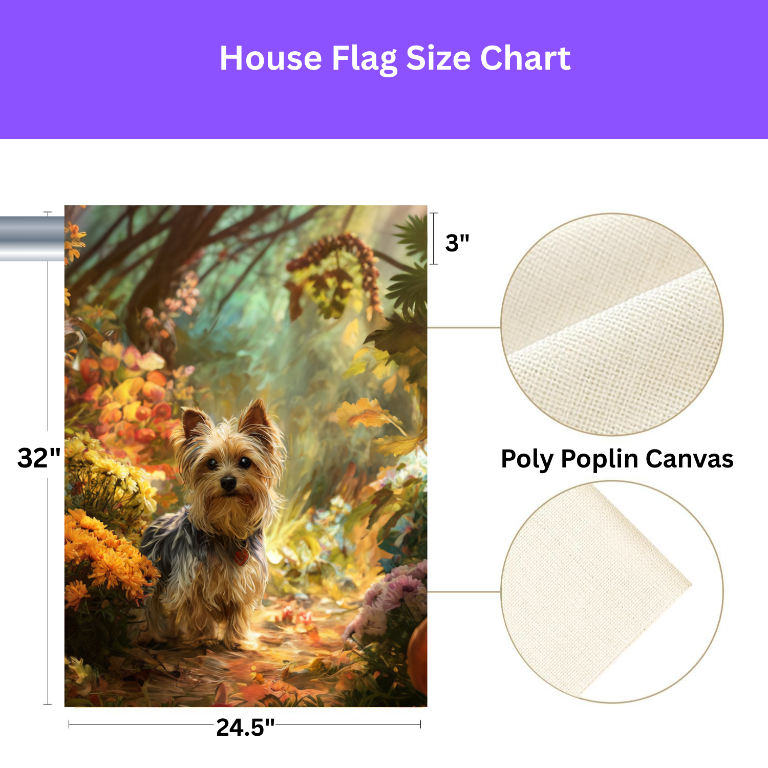 Fall Flower Yorkshire Terrier Garden Flag - yard display - Dragonfire Gardens