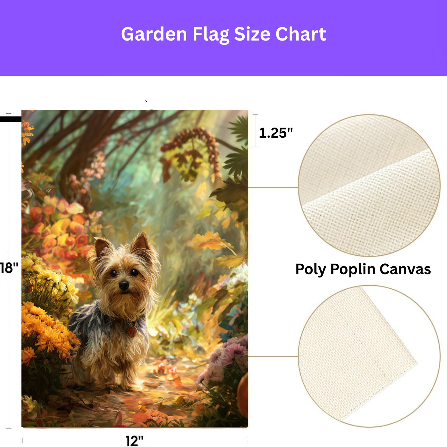 Fall Flower Yorkshire Terrier Garden Flag - porch decor - Dragonfire Gardens