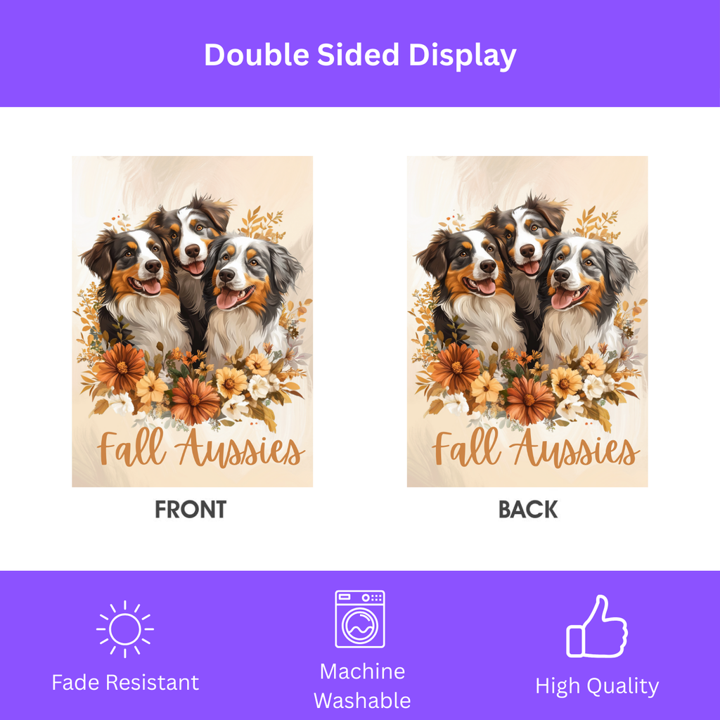 Fall Aussies Garden Flag - double-sided design - Dragonfire Gardens