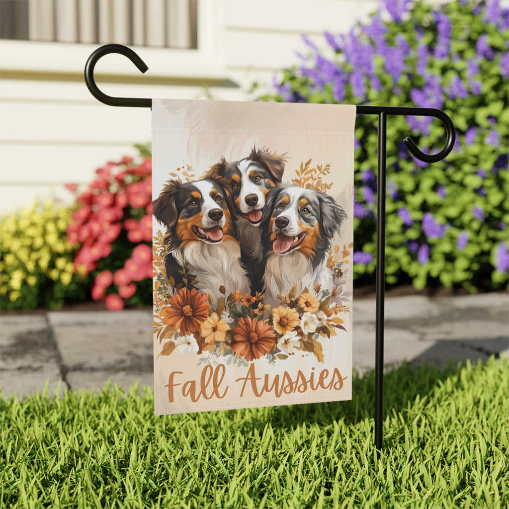 Fall Aussies Garden Flag - outdoor display - Dragonfire Gardens