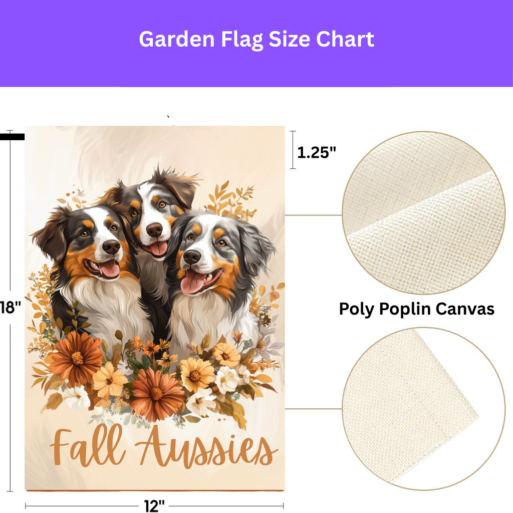 Fall Aussies Garden Flag - porch decor - Dragonfire Gardens