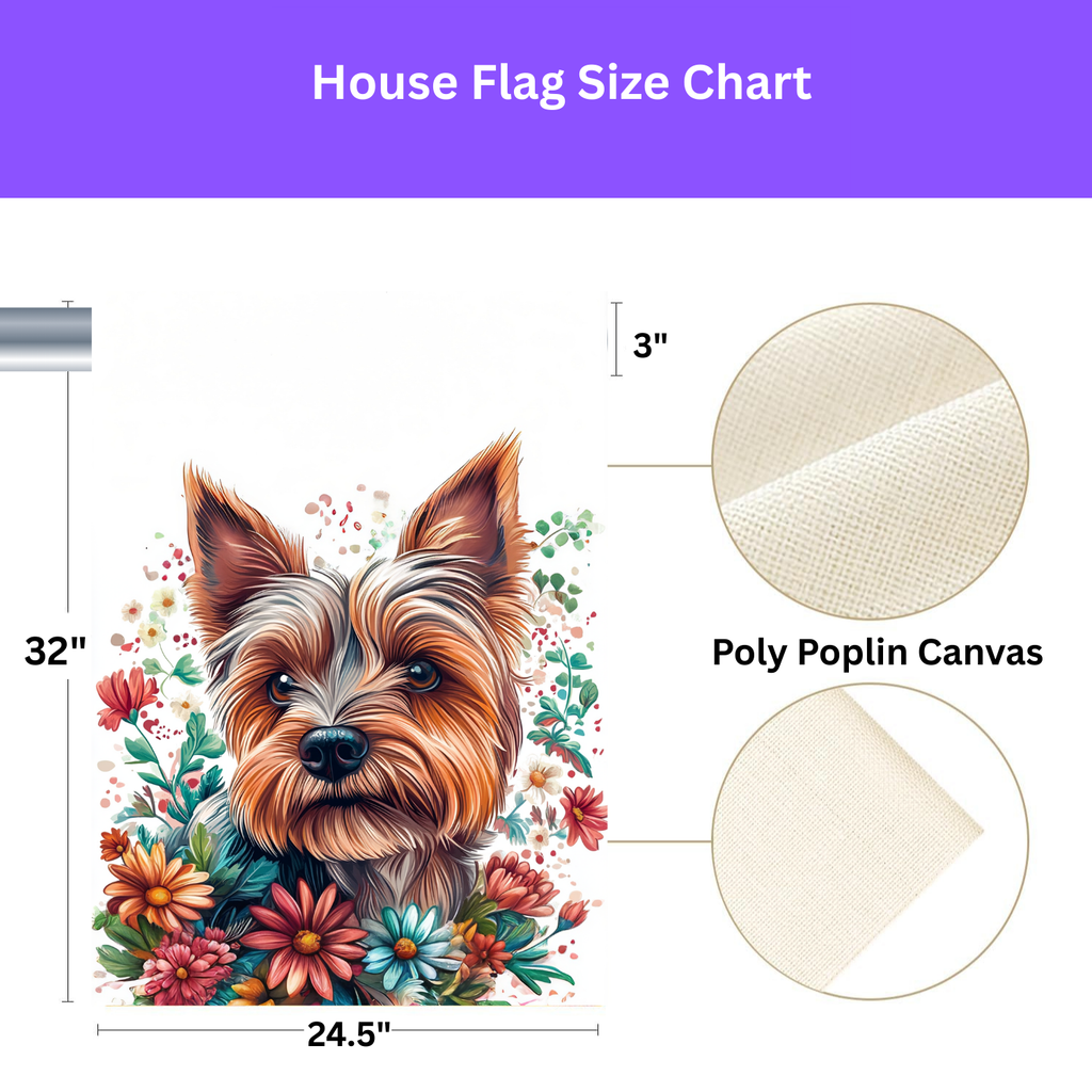 Yorkie and Spring Flowers Garden Flag - yard display - Dragonfire Gardens