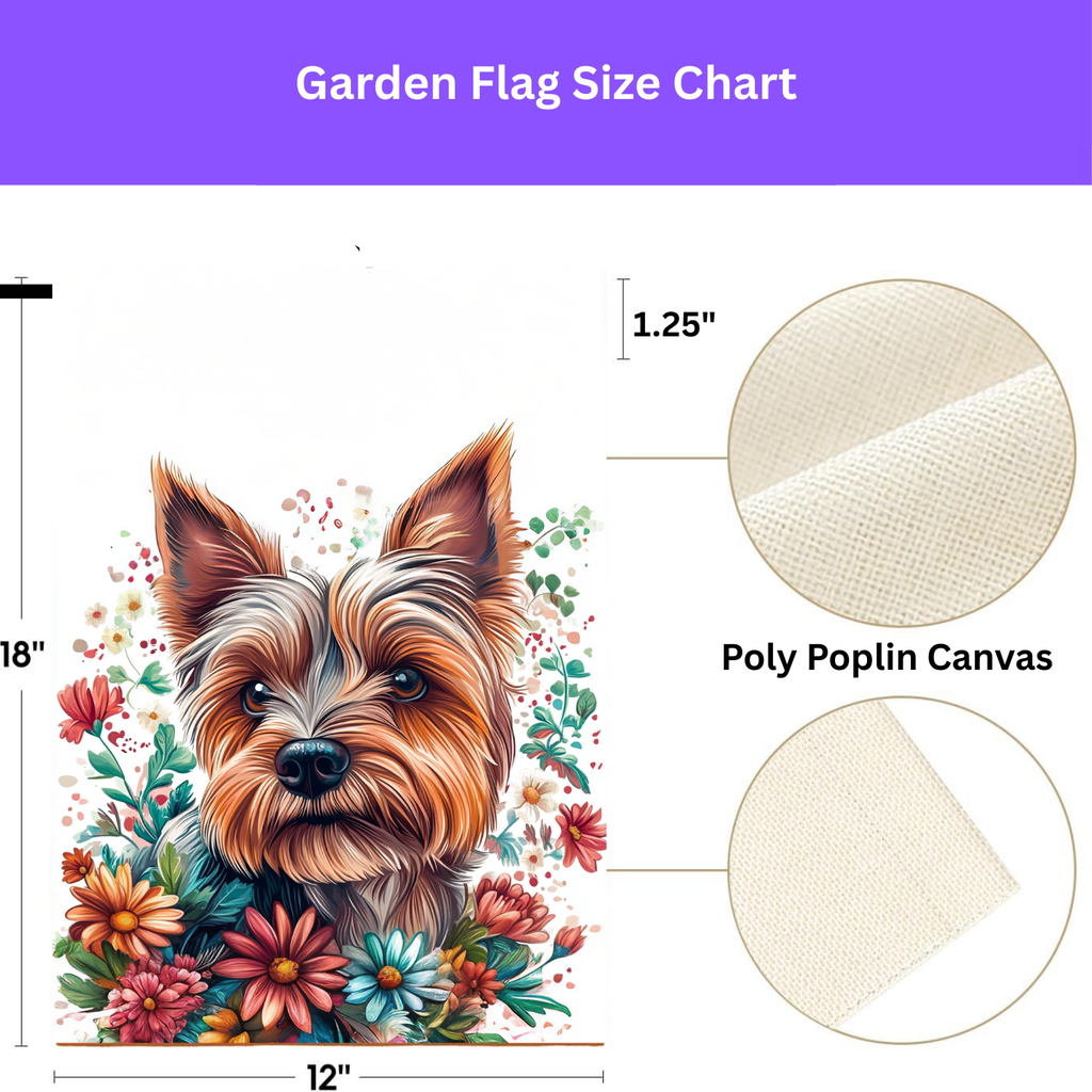 Yorkie and Spring Flowers Garden Flag - porch decor - Dragonfire Gardens