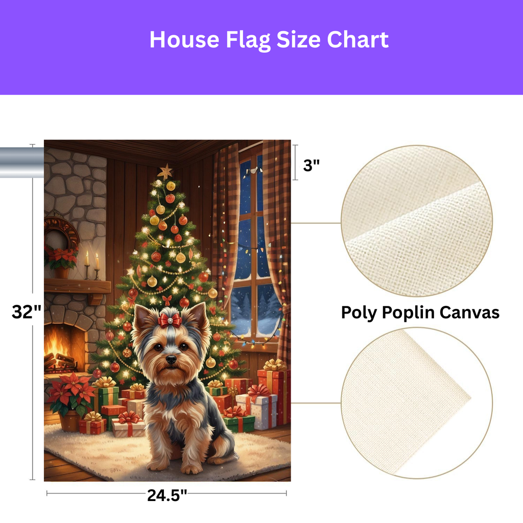 Christmas Tree Yorkie Garden Flag - yard display - Dragonfire Gardens