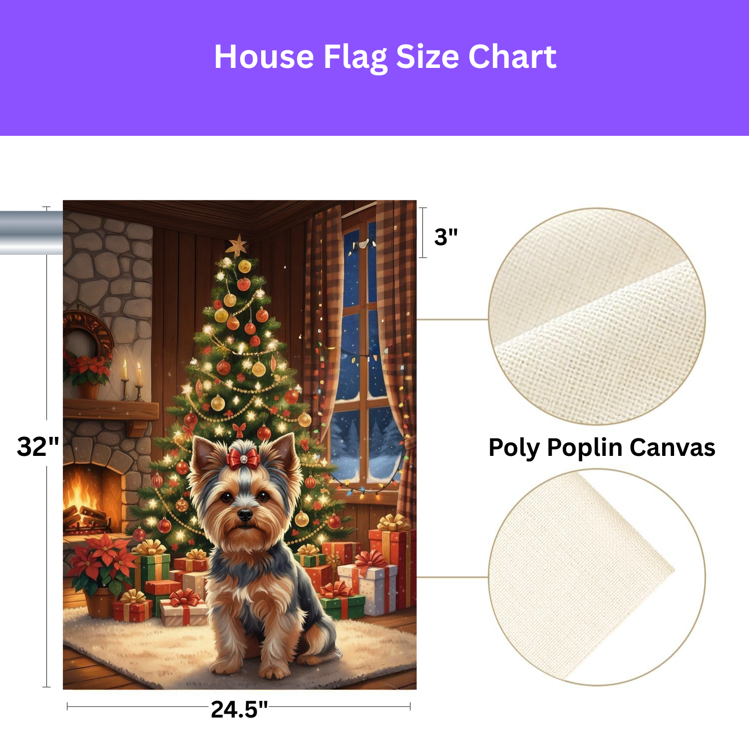 Christmas Tree Yorkie Garden Flag - yard display - Dragonfire Gardens