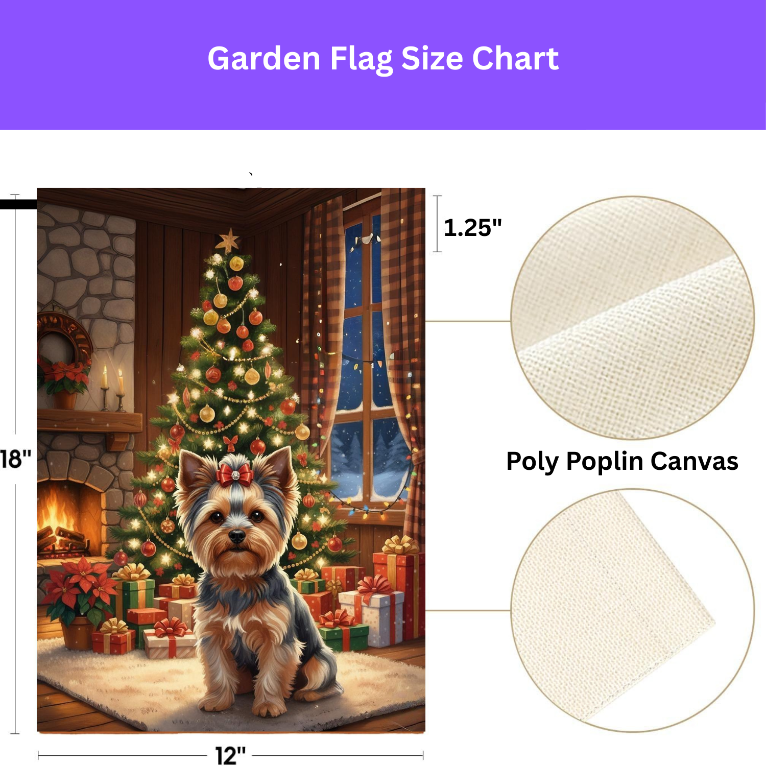 Christmas Tree Yorkie Garden Flag - porch decor - Dragonfire Gardens