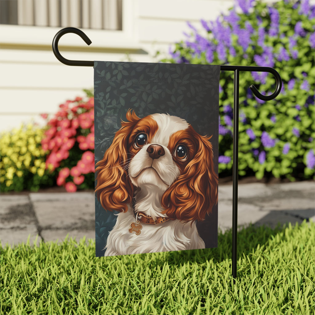 Cavalier King Charles Spaniel Garden Flag - outdoor display - Dragonfire Gardens
