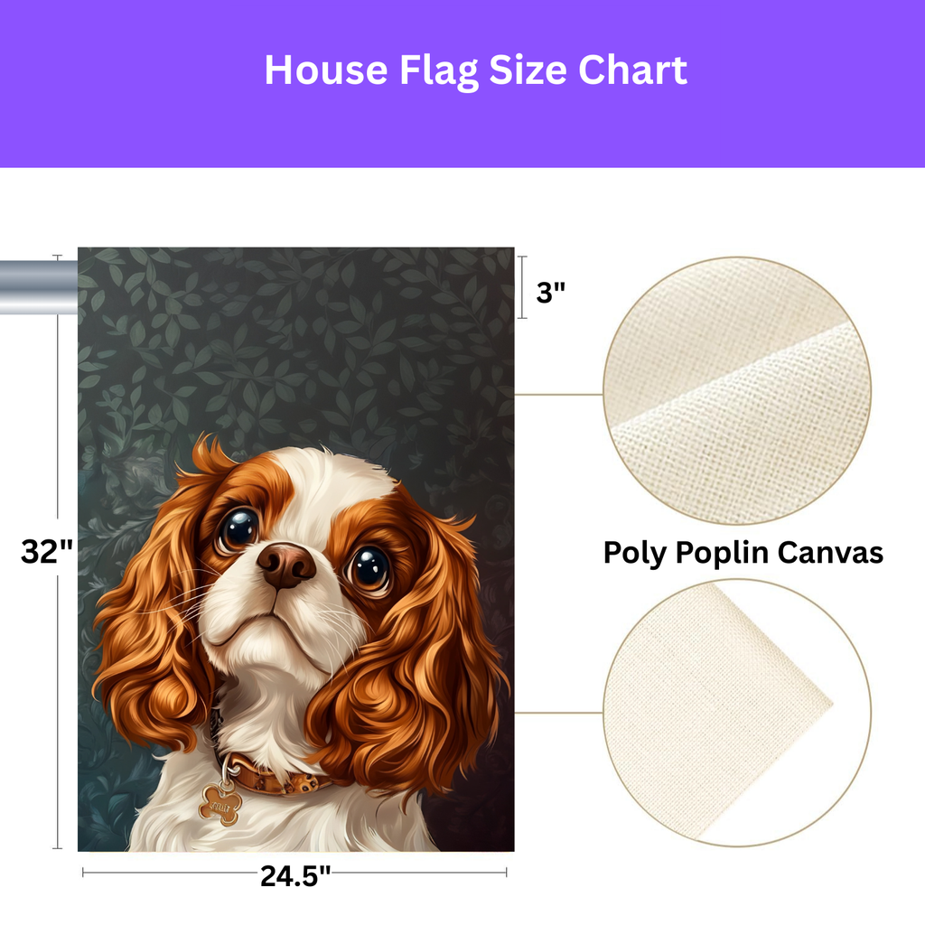 Cavalier King Charles Spaniel Garden Flag - double-sided design - Dragonfire Gardens