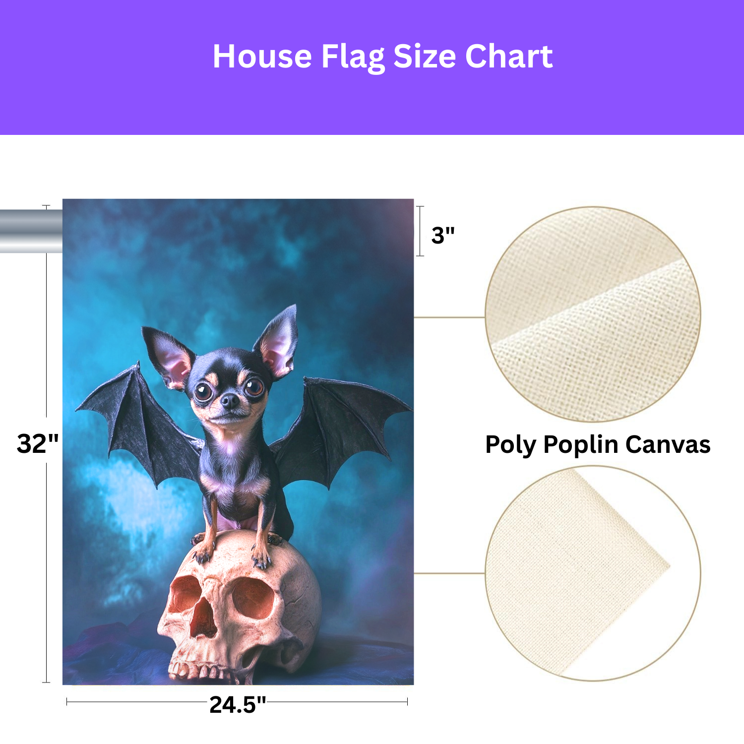 Chihuahua Bat Halloween Garden Flag - yard display - Dragonfire Gardens