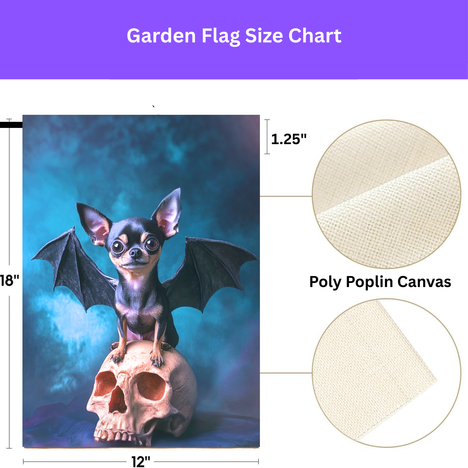 Chihuahua Bat Halloween Garden Flag - porch decor - Dragonfire Gardens