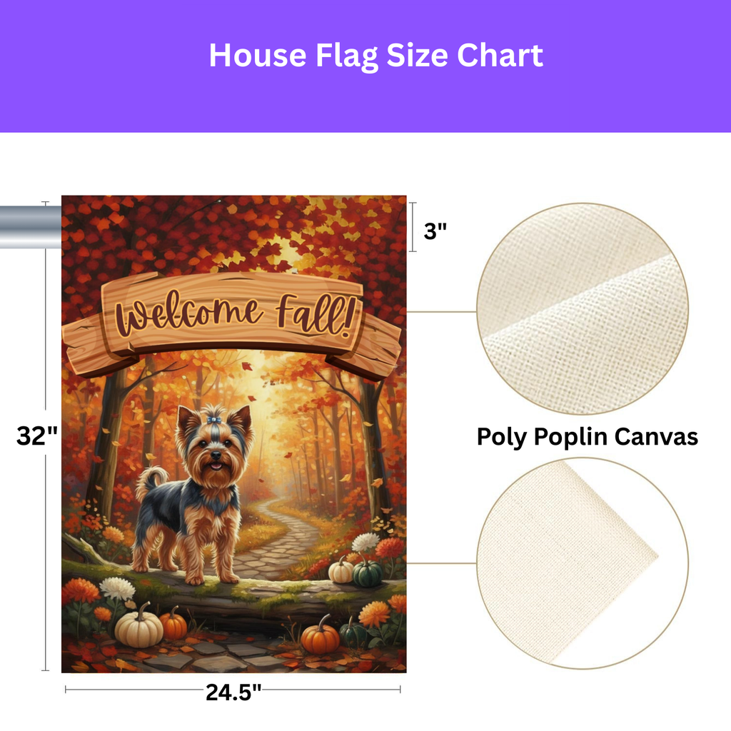Welcome Fall Yorkshire Terrier Garden Flag - yard display - Dragonfire Gardens