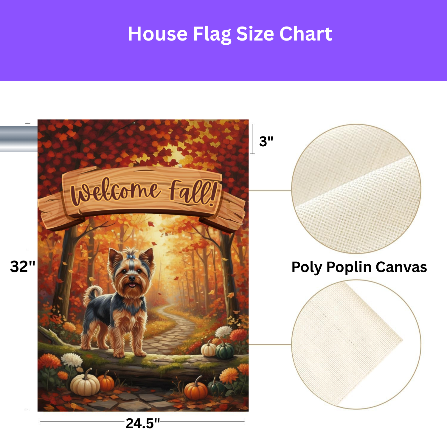 Welcome Fall Yorkshire Terrier Garden Flag - yard display - Dragonfire Gardens