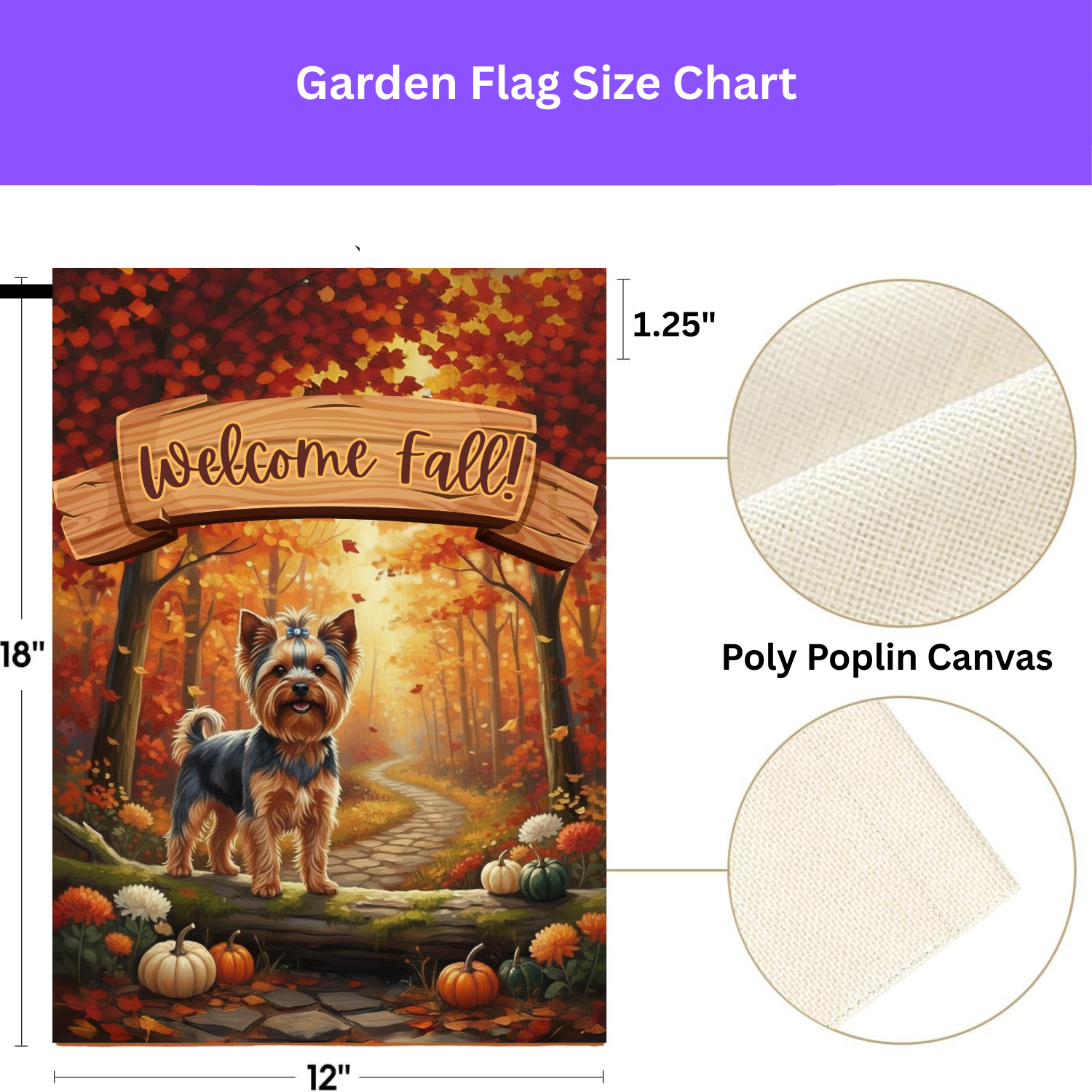 Welcome Fall Yorkshire Terrier Garden Flag - porch decor - Dragonfire Gardens