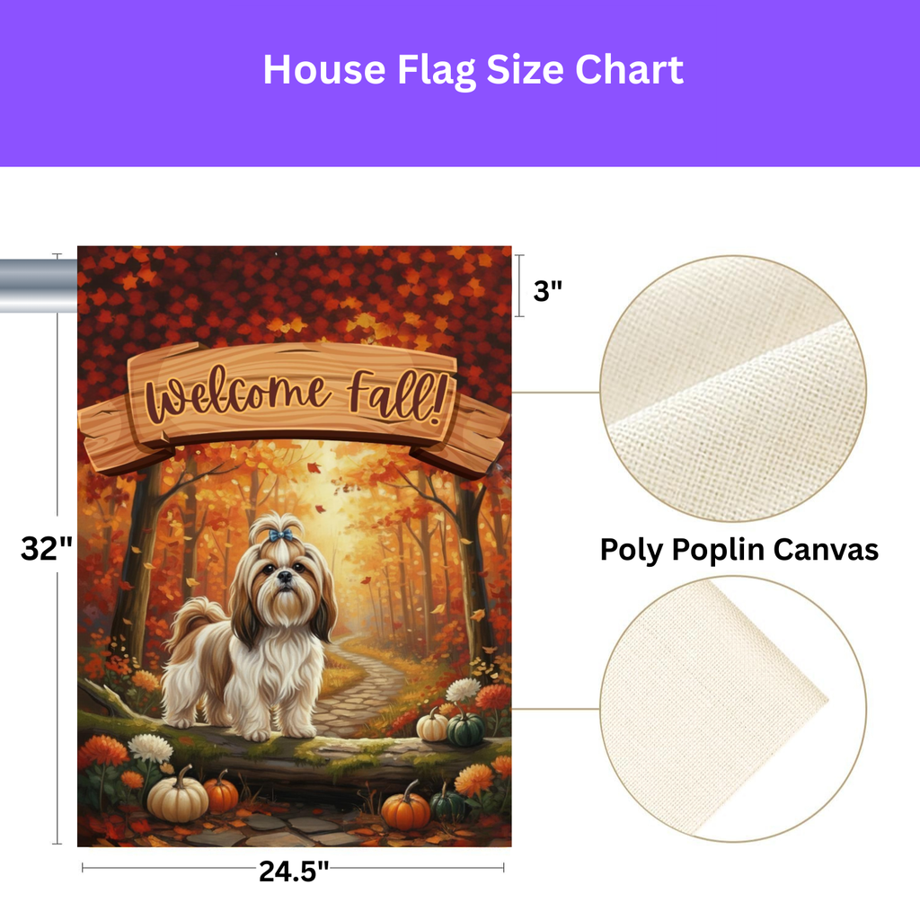 Welcome Fall Shih Tzu Garden Flag - porch decor - Dragonfire Gardens