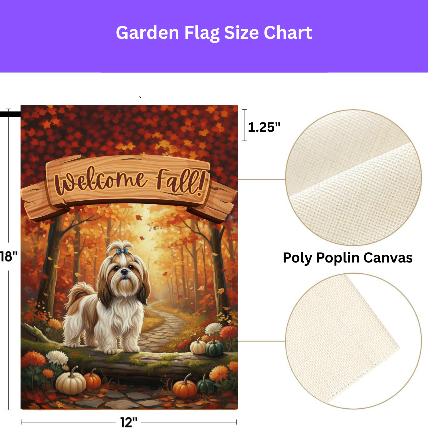 Welcome Fall Shih Tzu Garden Flag - yard display - Dragonfire Gardens