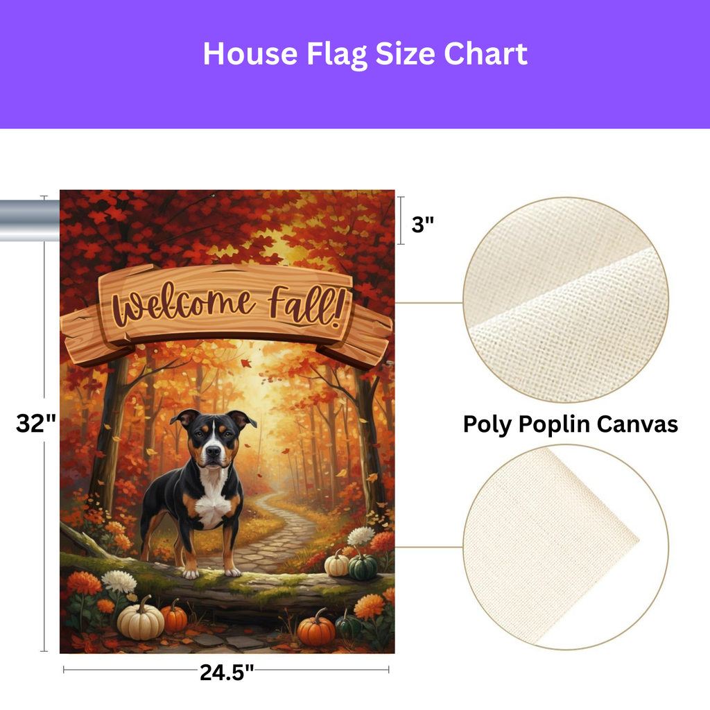 Welcome Fall Pitbull Garden Flag - yard display - Dragonfire Gardens