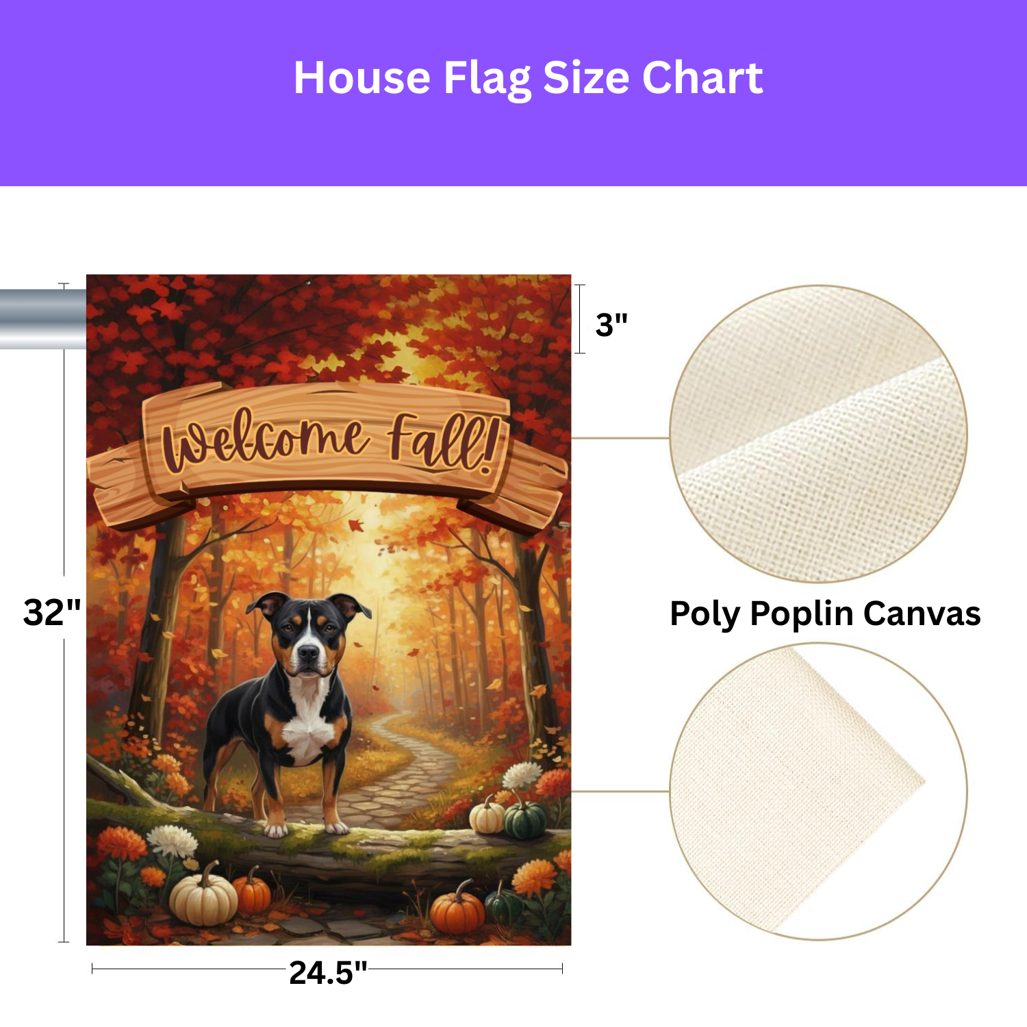 Welcome Fall Pitbull Garden Flag - yard display - Dragonfire Gardens