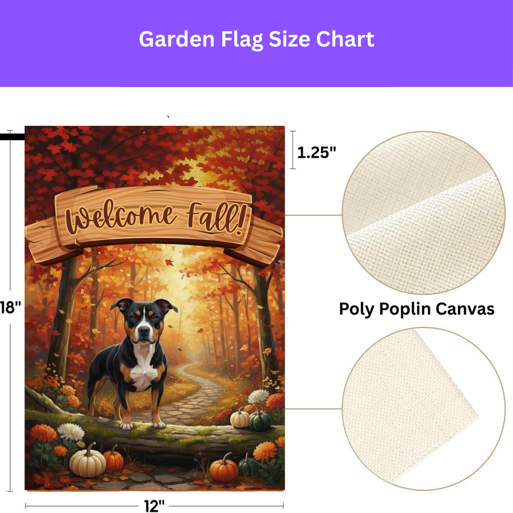 Welcome Fall Pitbull Garden Flag - porch decor - Dragonfire Gardens