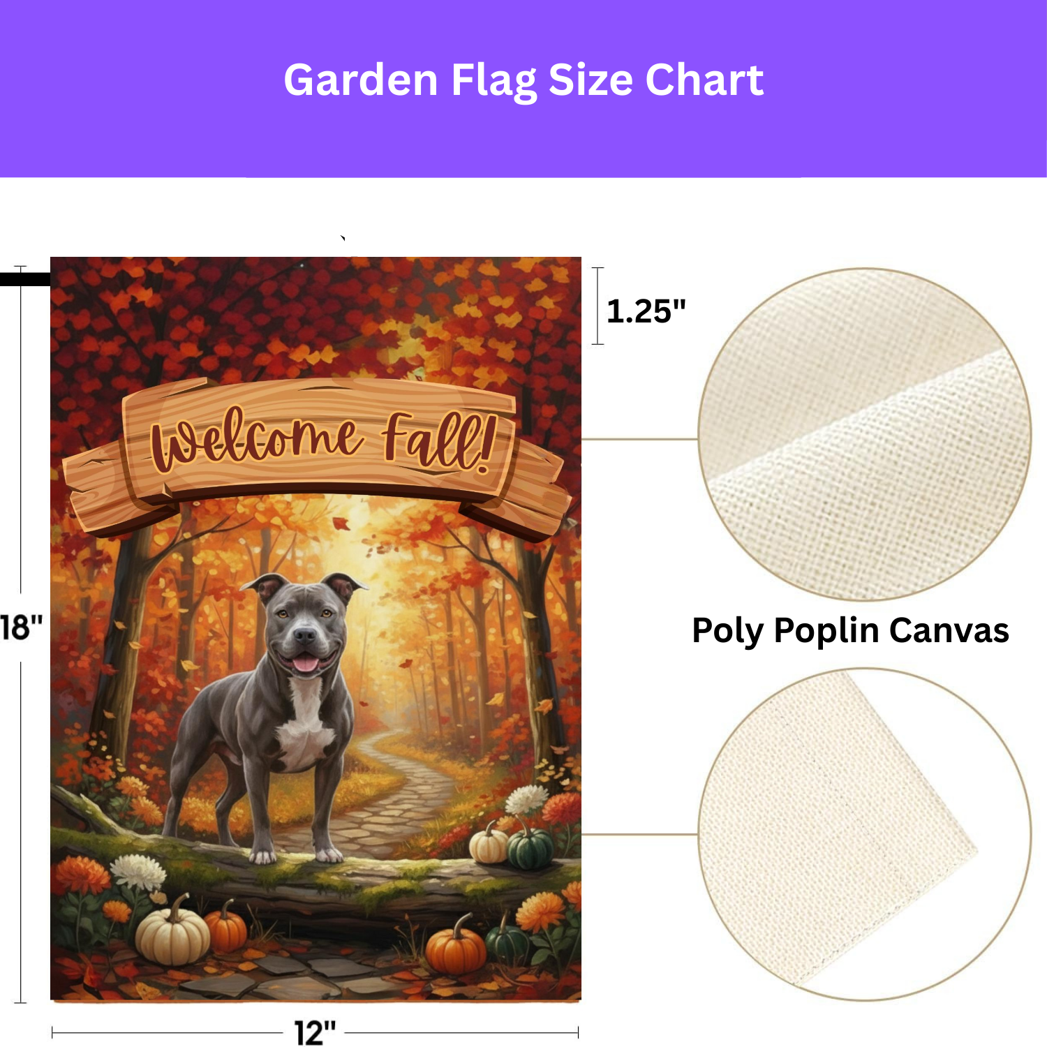 Welcome Fall Gray Pitbull Garden Flag - porch decor - Dragonfire Gardens