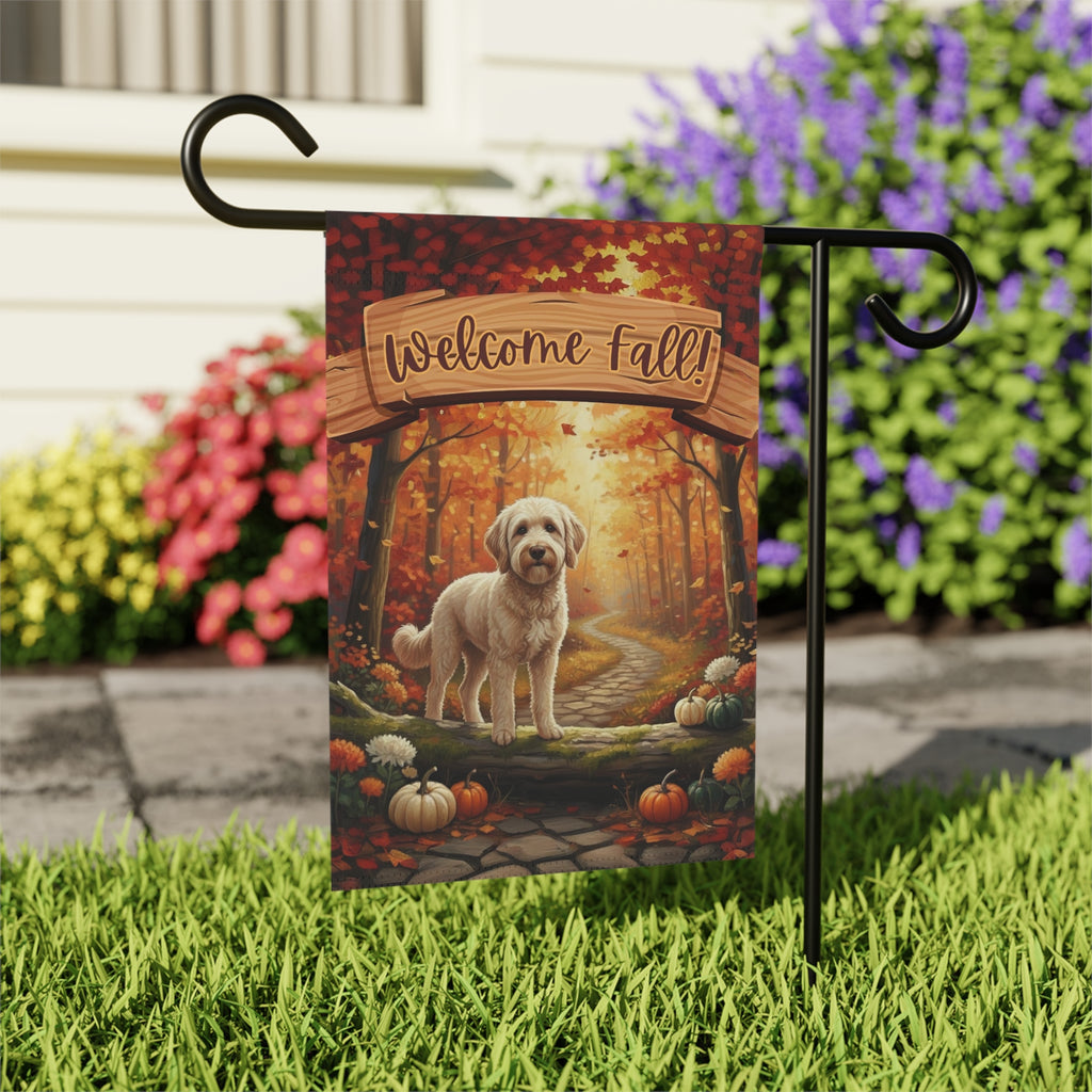 Welcome Fall Golden Noodle Garden Flag - outdoor display - Dragonfire Gardens