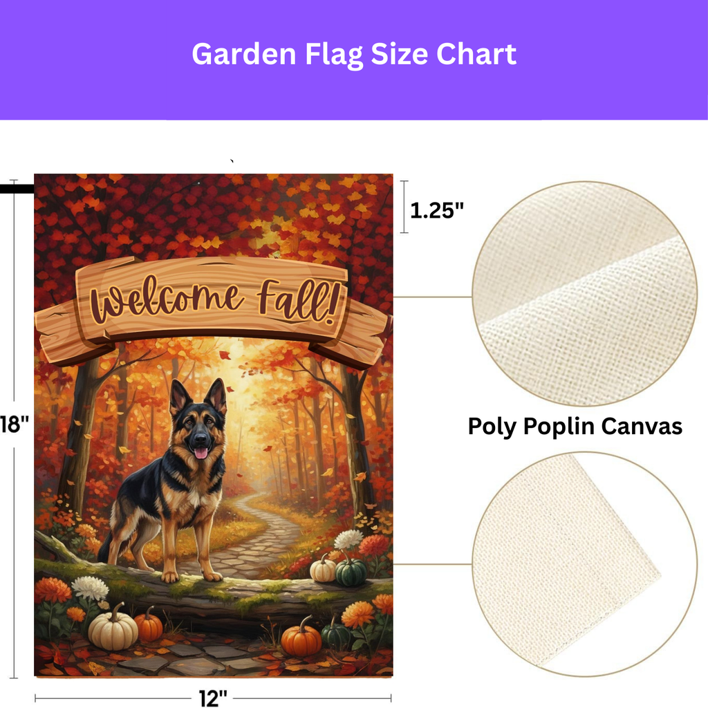 Welcome Fall German Shepherd Garden Flag - yard display - Dragonfire Gardens
