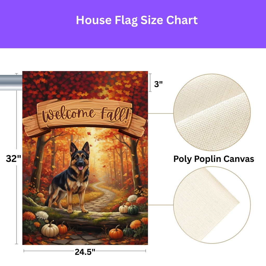 Welcome Fall German Shepherd Garden Flag - porch decor - Dragonfire Gardens
