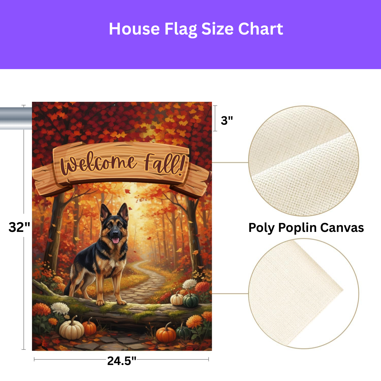 Welcome Fall German Shepherd Garden Flag - porch decor - Dragonfire Gardens