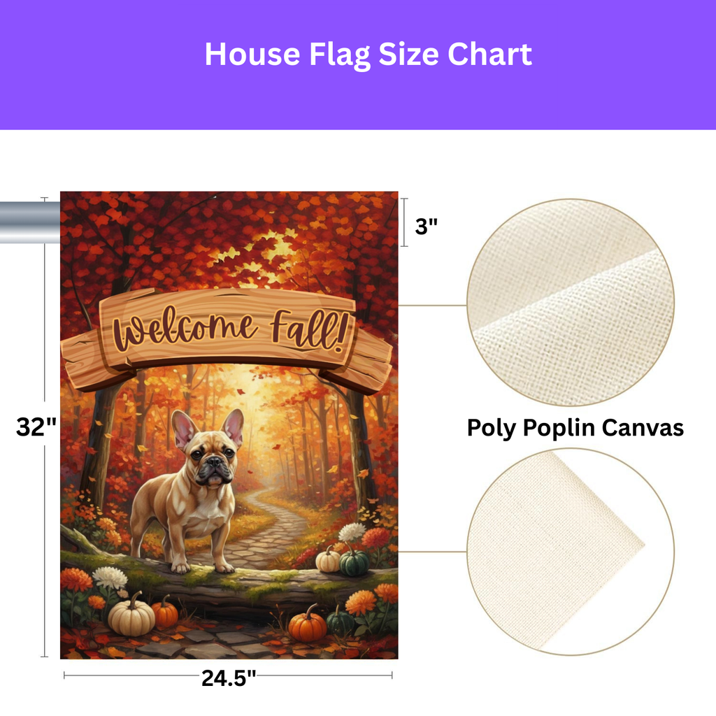 Welcome Fall French Bulldog Garden Flag - yard display - Dragonfire Gardens