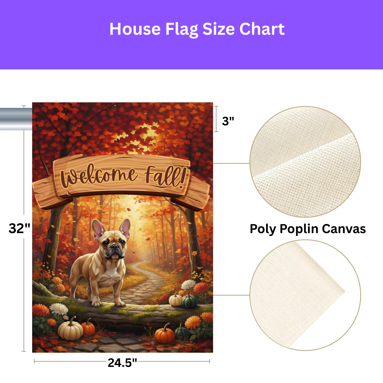 Welcome Fall French Bulldog Garden Flag - yard display - Dragonfire Gardens
